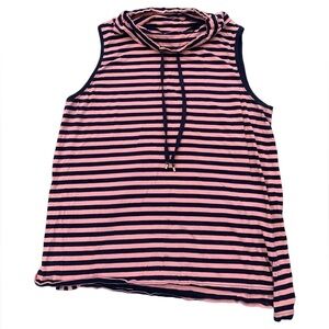 Jones New York Signature Striped Sleeveless Cowl Neck Top - Size Large